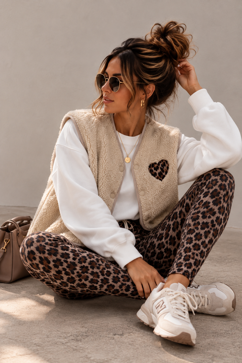 Leo Teddy Weste beige Damen