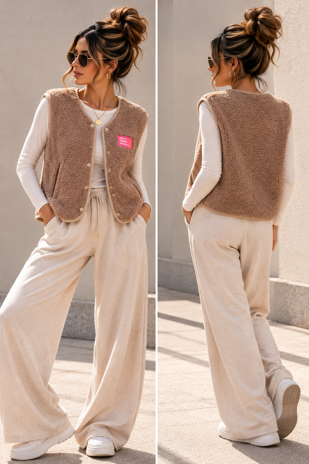 Beige Weste Damen Blogger Style