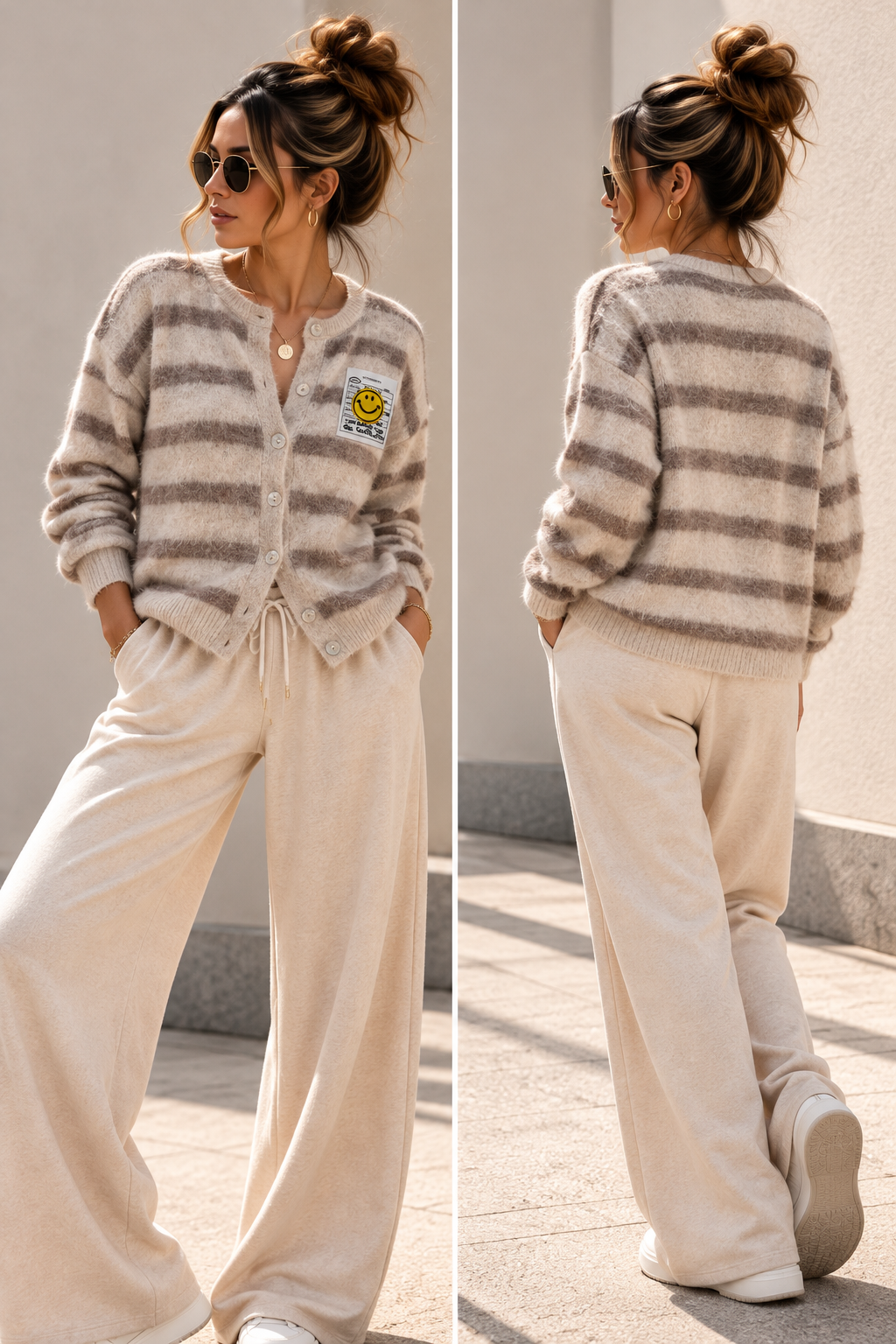 Strickjacke happy Damen creme beige Blogger