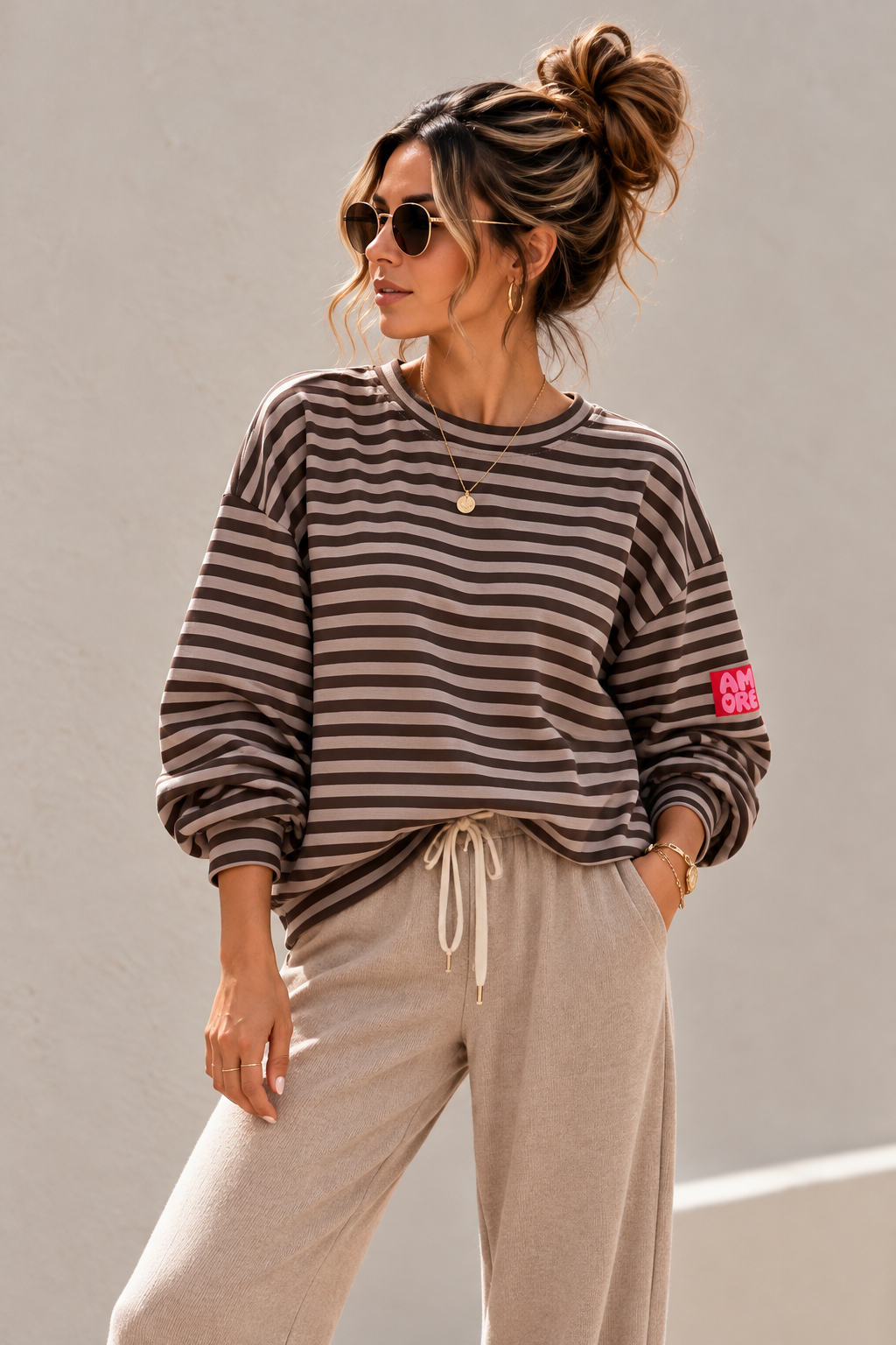 Sweater Amore Taupe Damen Blogger