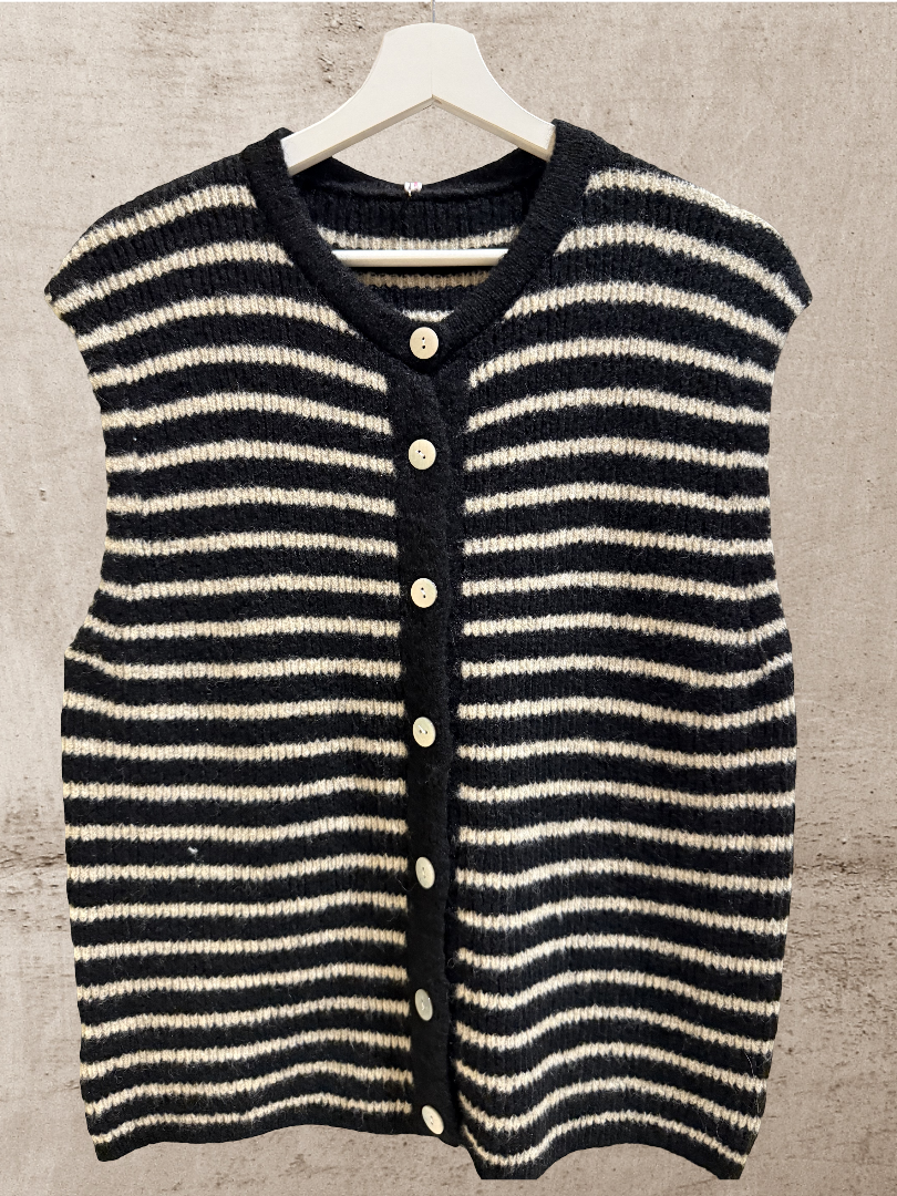 Strickweste Creme Schwarz