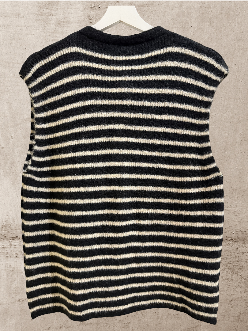 Strickweste Creme Schwarz